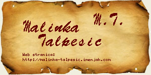 Malinka Talpešić vizit kartica